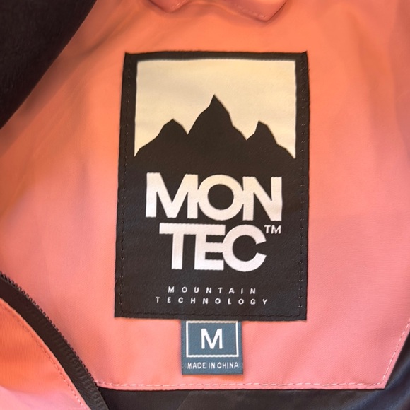 Pink and Black Ski Jacket with Hood and Full-Length Zipper - Picture 2 of 3